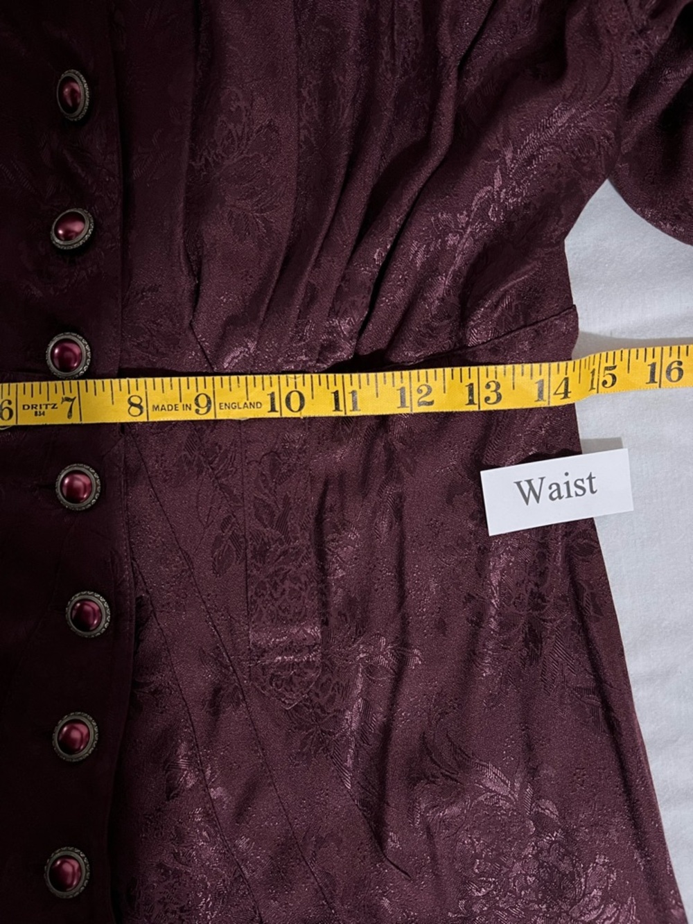 Karen Alexander Vintage Button-Front Burgundy Dress with Belt With Original Tags - Picture 10 of 13